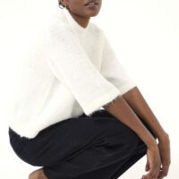 KAemilie Chalk Knit Pullover sitting