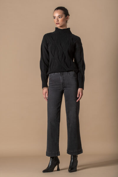 Brenda Black Denim Pant front