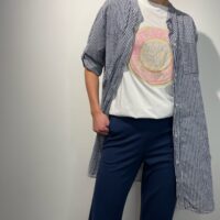 Victoria Navy Pant closeup