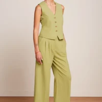 Fintan Pistache Yellow Cropped Pants set