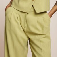 Fintan Pistache Yellow Cropped Pants closeup