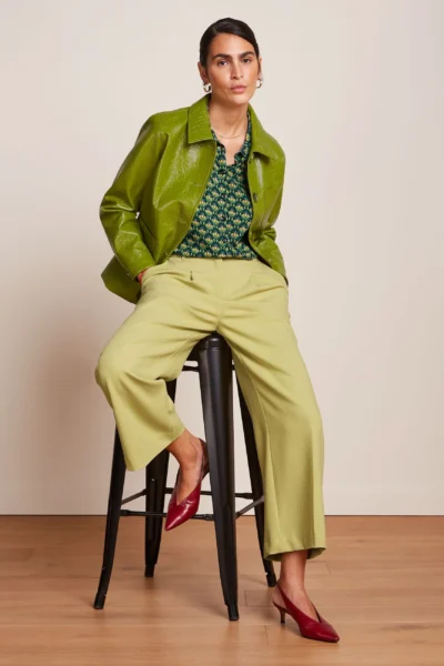 Fintan Pistache Yellow Cropped Pants front