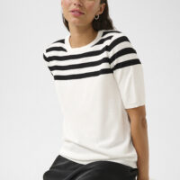 KAlizza Chalk/ Black Half Stripe Pullover closeup