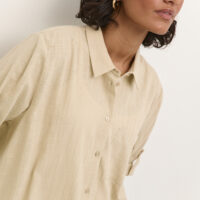 KApauline Feather Gray Shirt Dress closeup