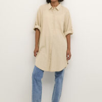 KApauline Feather Gray Shirt Dress