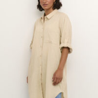 KApauline Feather Gray Shirt Dress front