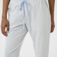KAnaya Blue Striped Capri Pants closeup