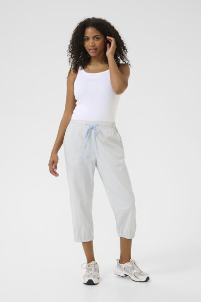 KAnaya Blue Striped Capri Pants front