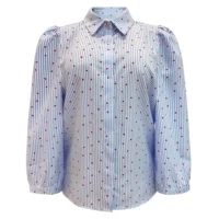 Flora Blue Stripe Red Heart Blouse item front
