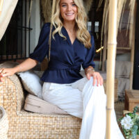 Tiki Twist Navy Blouse
